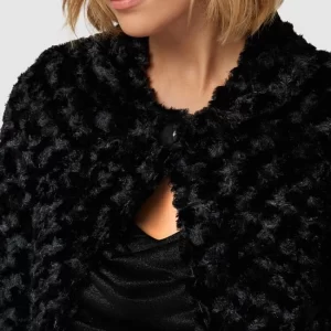 Coupon 😍 TROYDEN COLLECTION Bolero In Fell-Optik – Schwarz 🧨 11