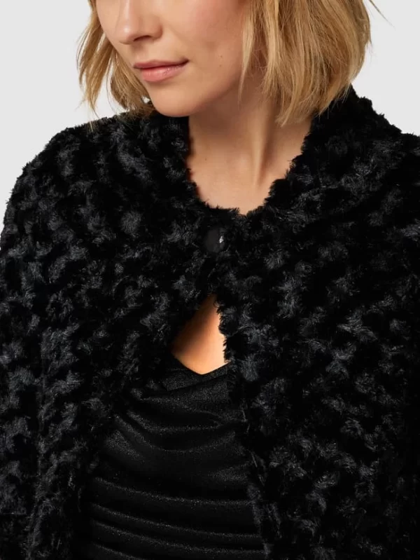Coupon 😍 TROYDEN COLLECTION Bolero In Fell-Optik – Schwarz 🧨 4