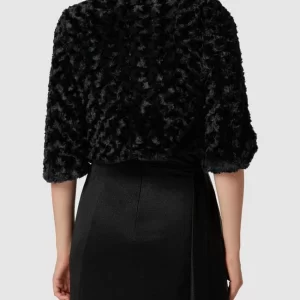 Coupon 😍 TROYDEN COLLECTION Bolero In Fell-Optik – Schwarz 🧨 15