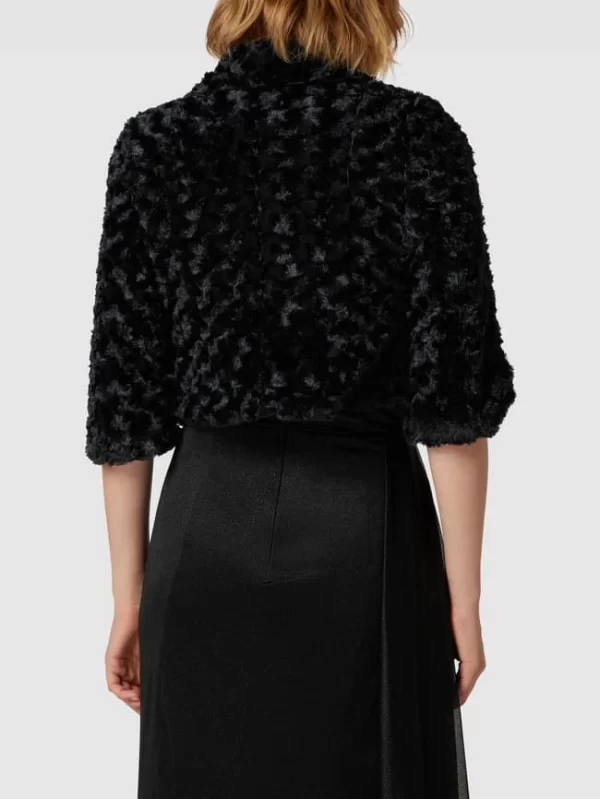 Coupon 😍 TROYDEN COLLECTION Bolero In Fell-Optik – Schwarz 🧨 6
