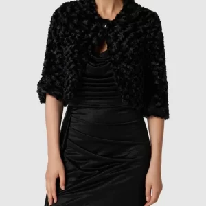 Coupon 😍 TROYDEN COLLECTION Bolero In Fell-Optik – Schwarz 🧨 13