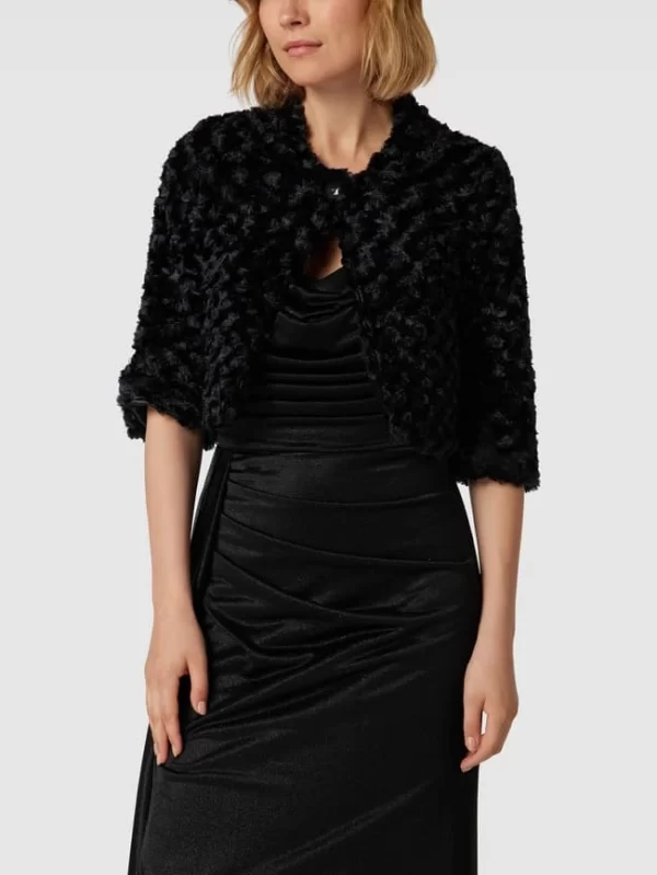 Coupon 😍 TROYDEN COLLECTION Bolero In Fell-Optik – Schwarz 🧨 5