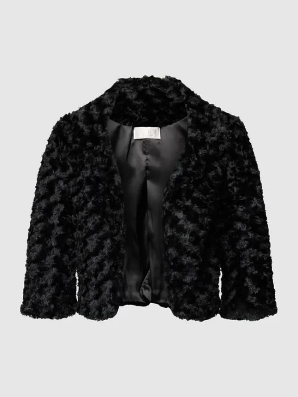Coupon 😍 TROYDEN COLLECTION Bolero In Fell-Optik – Schwarz 🧨 3